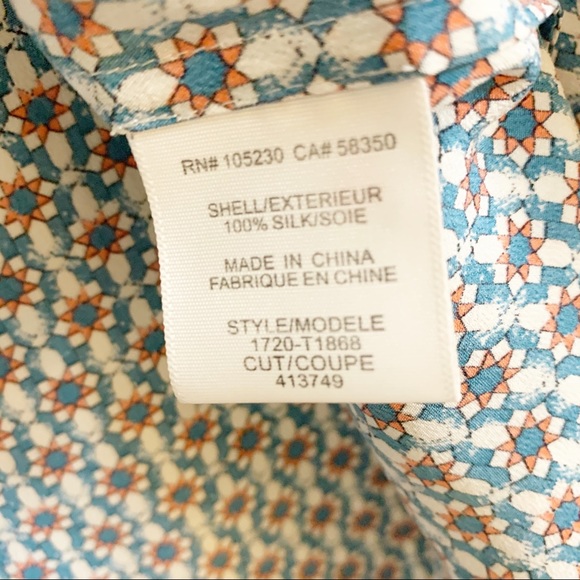 JOIE VIOLETTE Silk Geometric Print Blouse - Picture 8 of 8